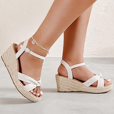 Luoika Women's Wide Width Ankle Strap Wedge Sandals