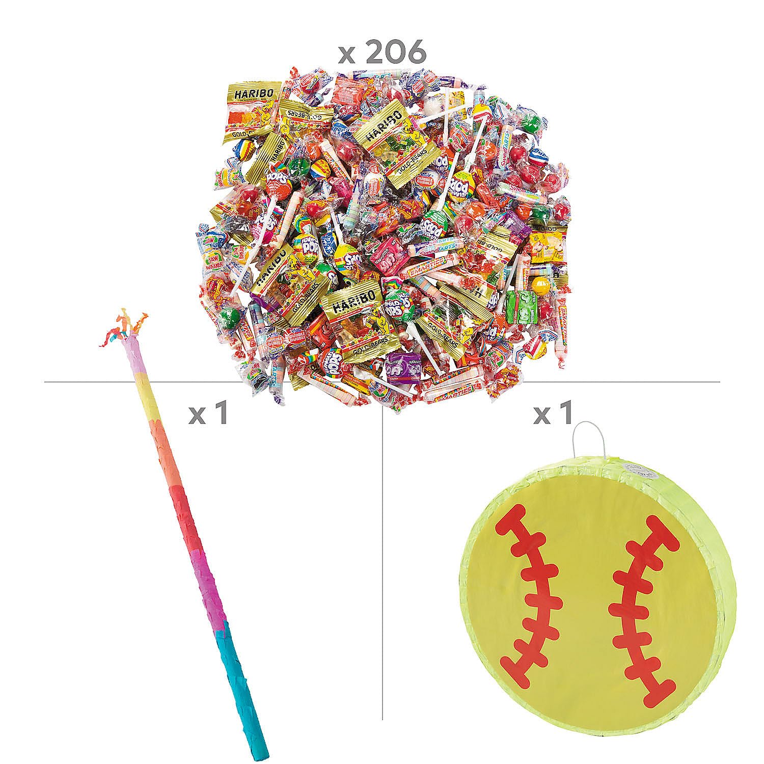 Softball Party Piñata Kit 208 Pieces