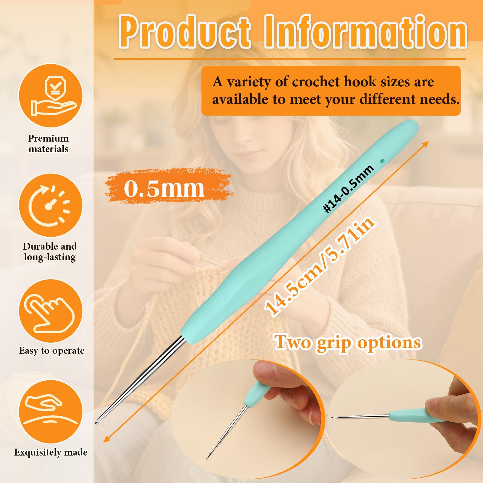 SHWAKK Crochet Hooks - 0.5mm Lace Ergonomic -2