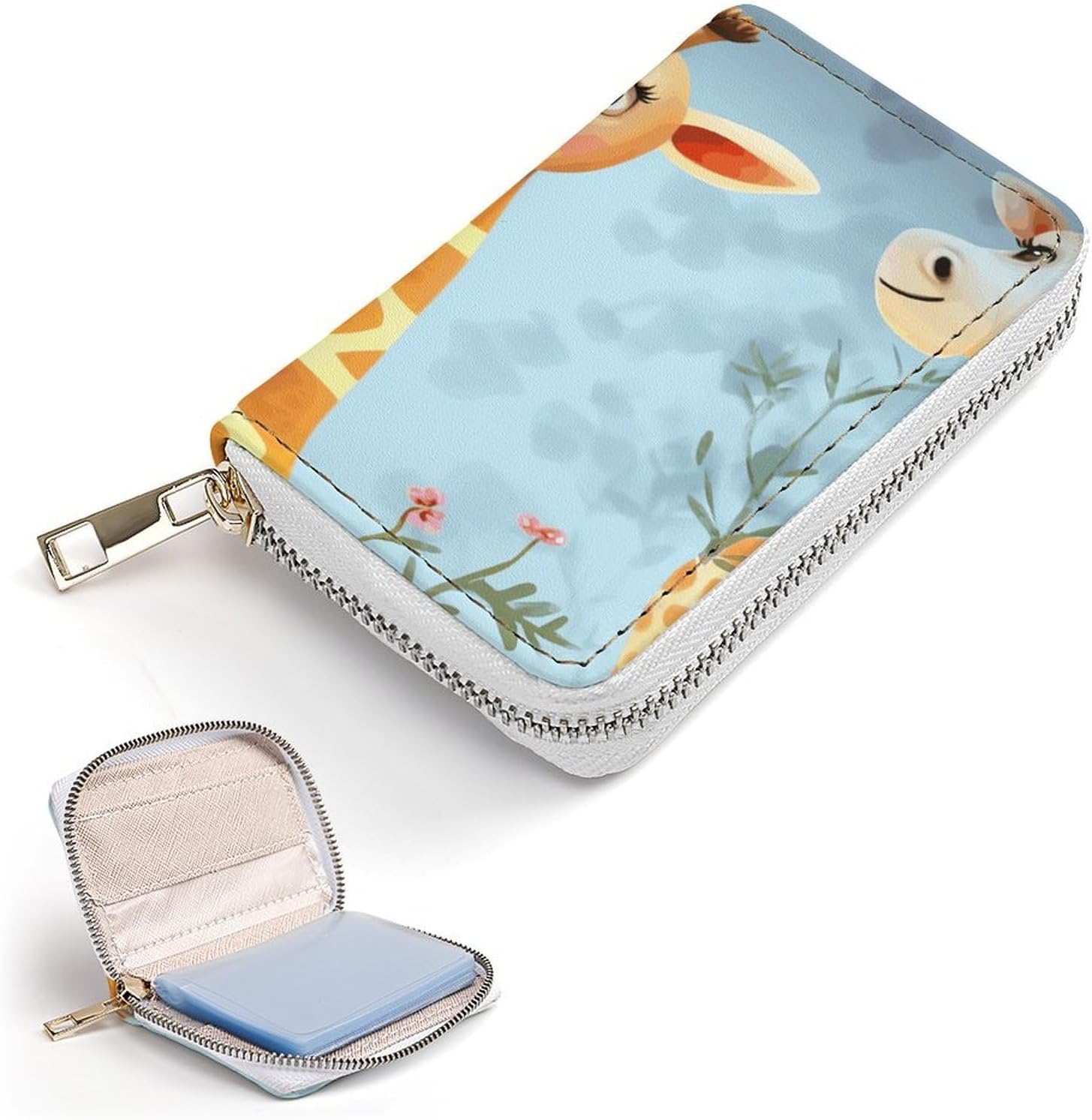 Cute Giraffe Card Holder RFID Blocking,Credit Card Wallet for Women And Men,Card Case Organizer Bag with Zipper