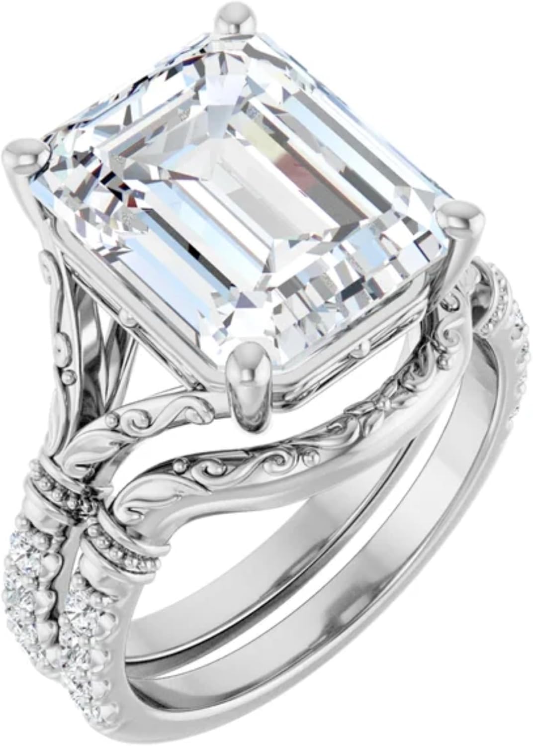 4 Carat Emerald Lab Grown Diamond Engagement Ring