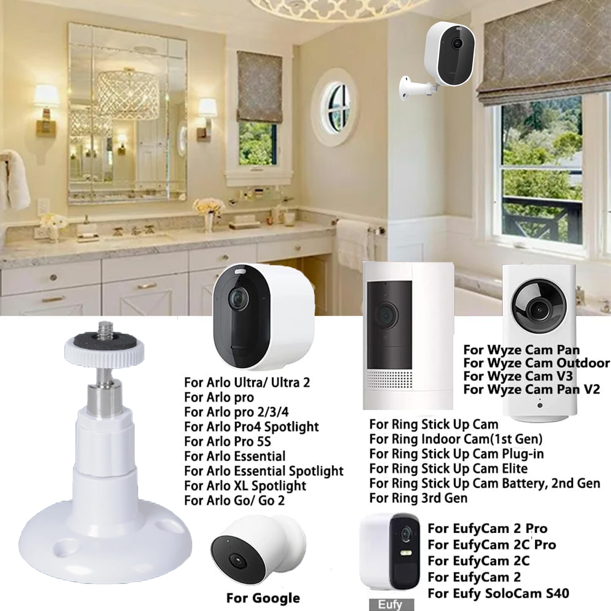 Set di 2 supporti da parete per telecamere di sicurezza, con Set di 2 supporti da parete per telecamere di sicurezza, con
