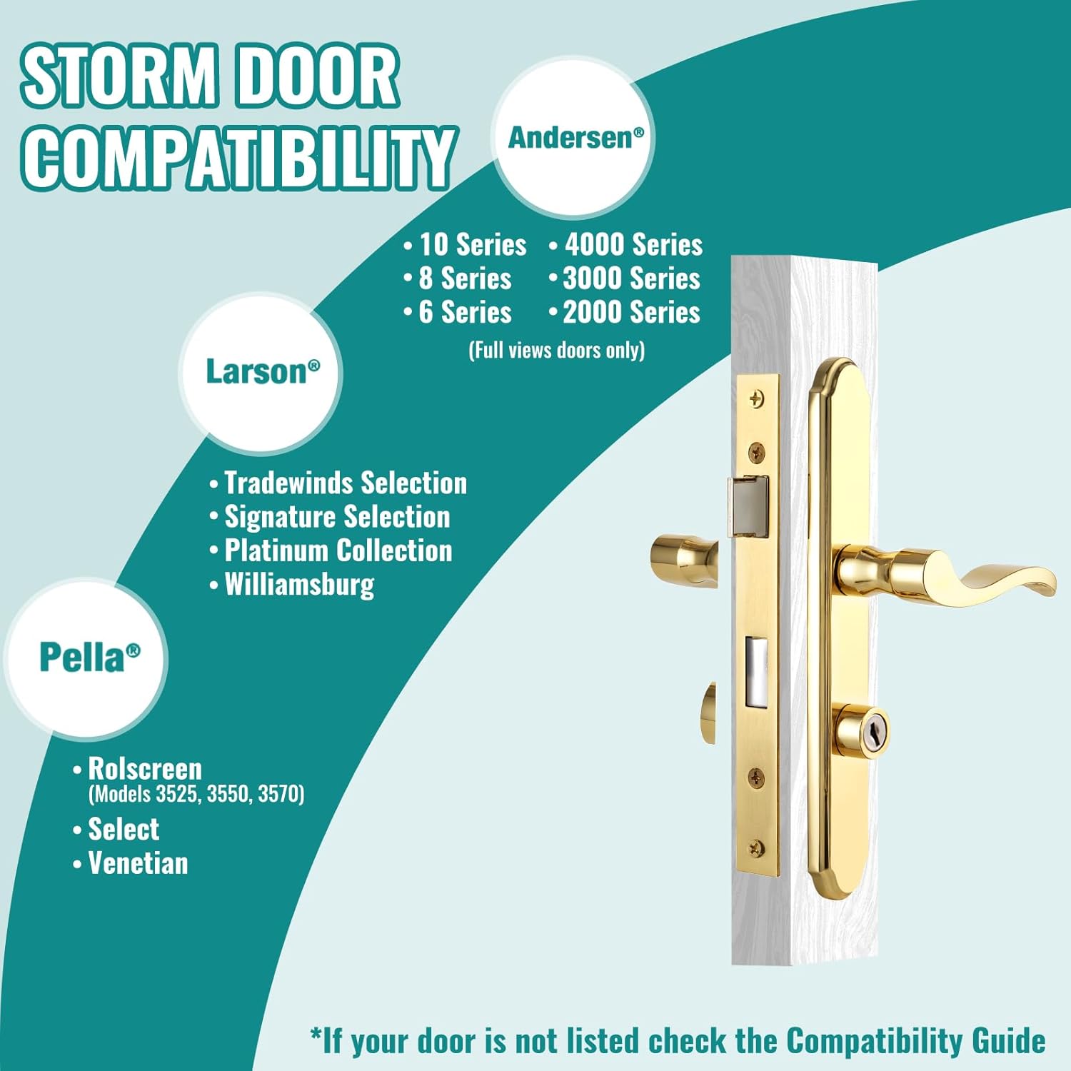 Flat Slot Storm Door Mortise Lock Body Fits for Older Storm Doors, 2-1/2" Handle PZ, Handle Not Included (Bright Gold)