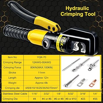 Hydraulic Crimping Tool Hydraulic Cable Lug Crimper with 9 Pairs of Dies