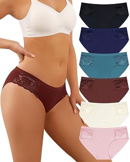 Levao Seamless Underwear for Women Lace Cheeky Bikini No Show Hipster Soft Cute Panties for Ladies 6Packs S-XXL - Amazon product rated Grade A