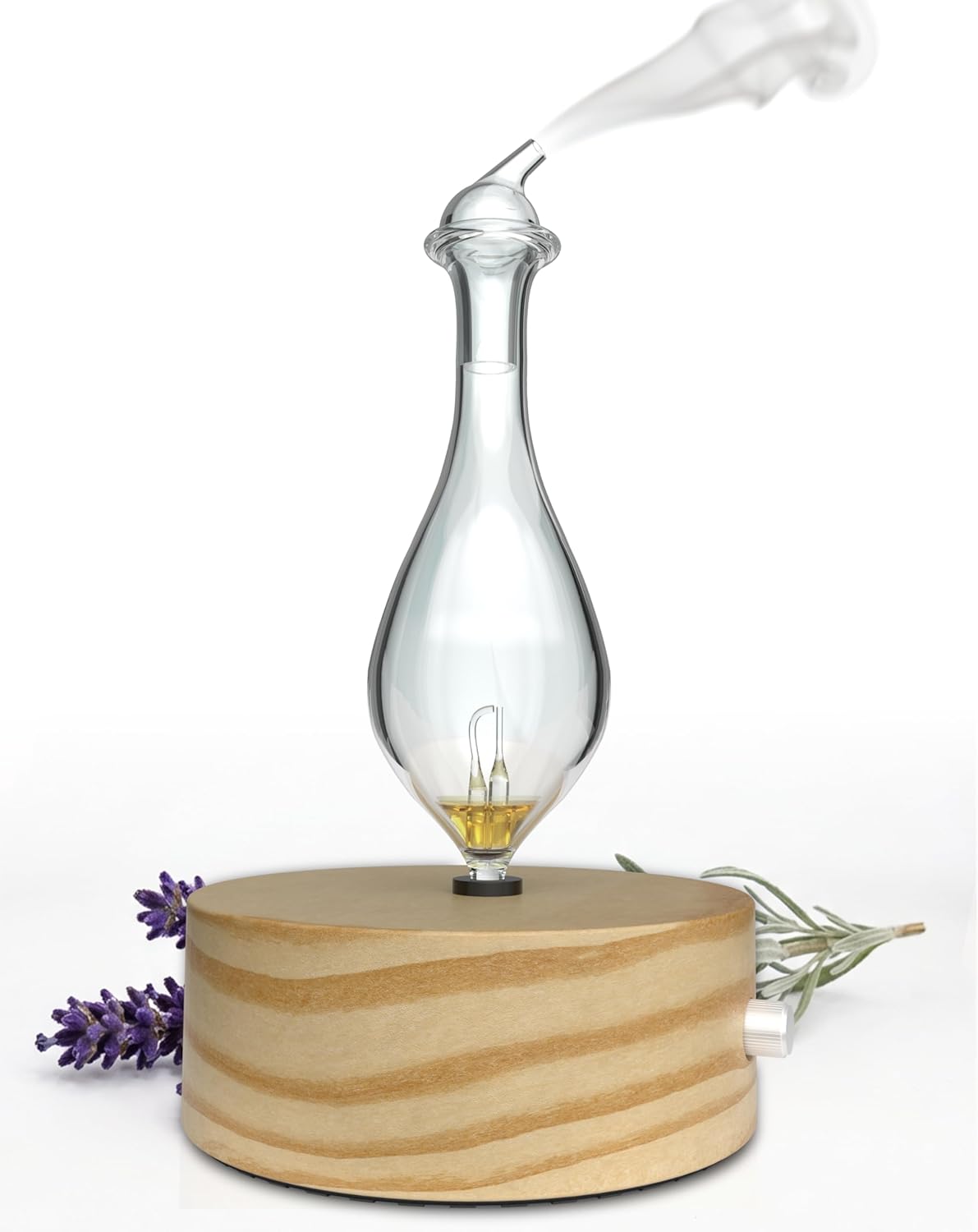 ArOmis Premium Glass Essential Oils Nebulizer – Waterless Diffuser for Aromatherapy – Handmade Oil Diffuser, Wooden Base, No Plastic, No Heat, No Battery, No LEDs – Solum Lux Merus