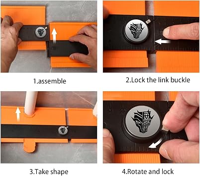 Contour Gauge Profile Tool, Contour Gauge with Lock, Super Gauge Shape and Contour Tool, Adjustable Multi-Angle Ruler, Profile Duplicator for Wood Floor, Carpet, Tile Installation for Men