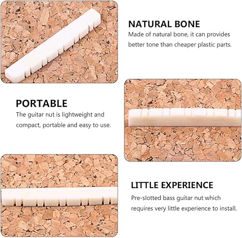 Miniatura 6 de Milisten Tuerca de hueso para guitarra eléctrica, tuerca de repuesto preranurada, material de hueso natural para tono mejorado, fácil instalación,