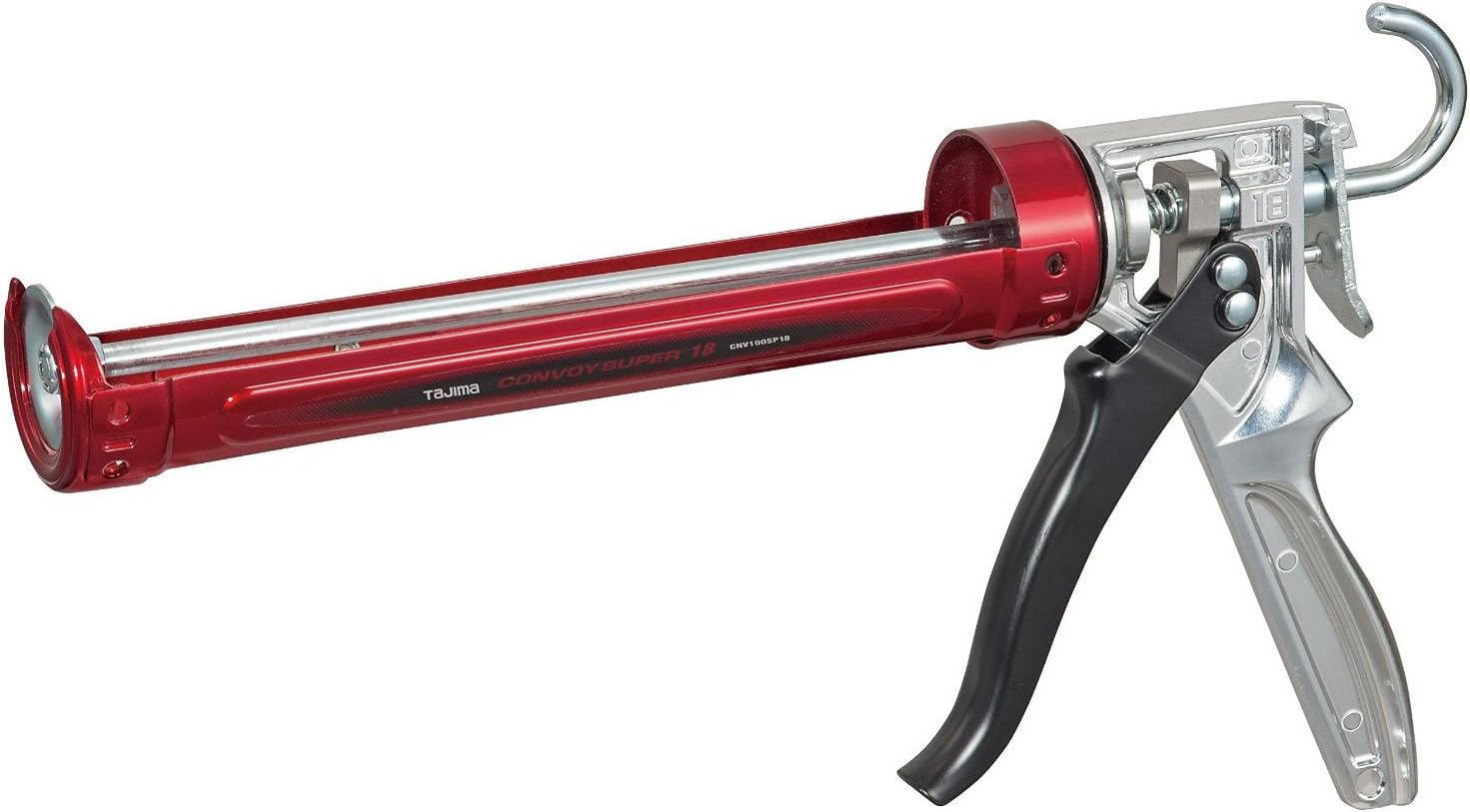 TAJIMA Caulk Gun - 1/10 Gallon (10 oz) Convoy Super 18 Caulking Tool with 18/1 Thrust Ratio & Auto Flow Stop - CNV-100SP18