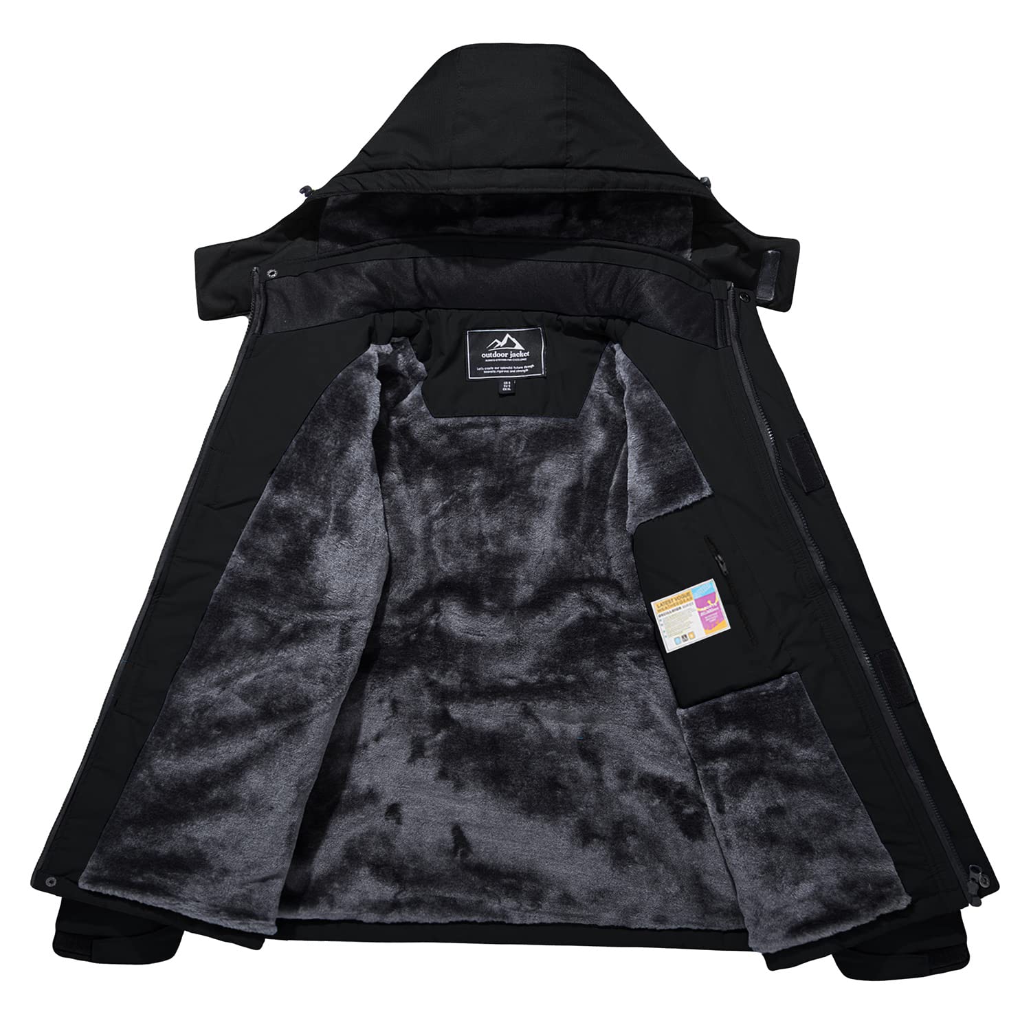 KEFITEVD Winterjacke Damen Warm Gefüttert Übergangsjacke Fleece Dicke Skijacke mit Abnehmbarer Kapuze und Reißverschlusstaschen Winddicht Winter Snowboardjacke