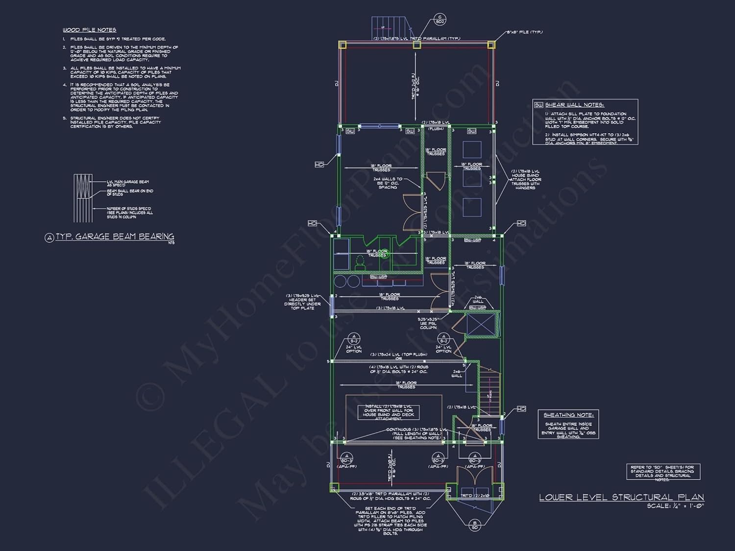 16-1557 HOUSE PLAN - Modern Beach House Plan with CAD Designs and 3 Floor Layouts