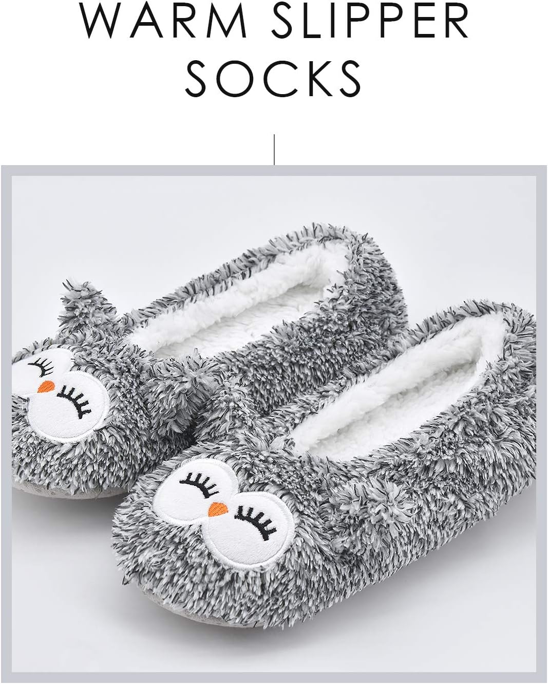 DICUIRD Womens Slipper Socks Low Cut Comfy&Warm Animal Non-skid Bedroom Slippers - Image 6