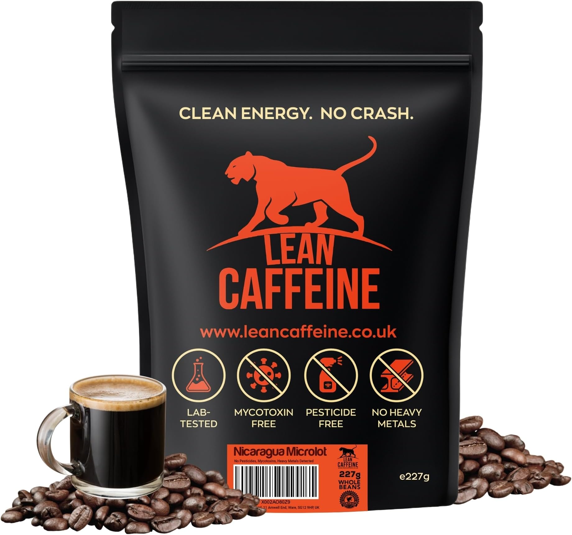Nicaragua Coffee Beans – Super Clean Mycotoxin Free Coffee Bean Bulletproof Coffee – Full-Bodied Dark Roasted Smooth Coffee Beans, Low Acid Caffeinated Keto Coffee – 227g (1 Pack)