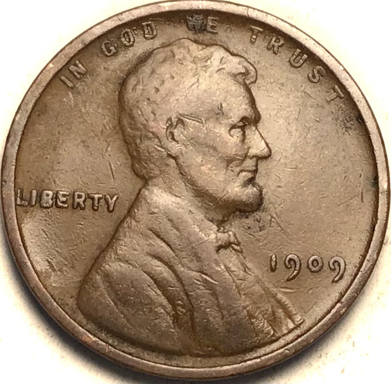 1909 P Lincoln Wheat Cent Penny Fine