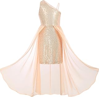 Girls Sequin Dress One Shoulder Birthday Party Prom Dresses 6-14Y - Buy now