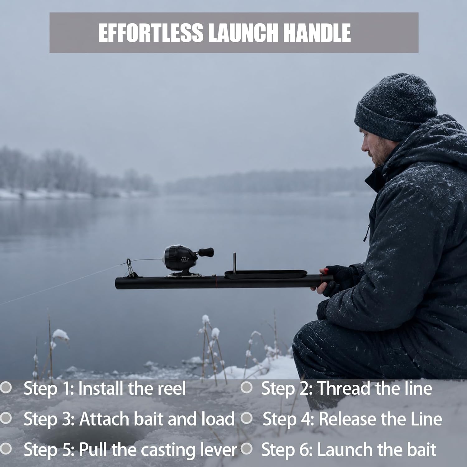 Catapult Fishing Rod – Metal Bait Launcher with Reel Seat, Long Distance Casting Tool for Ground Bait & Lure Delivery, Portable Design for Freshwater & Saltwater Fishing