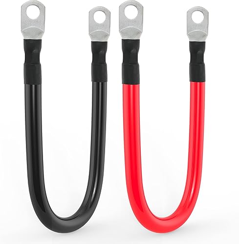 Lot de 2 câbles onduleurs de Batterie de Calibre 1/0 AWG avec cosses de 0,9 cm p