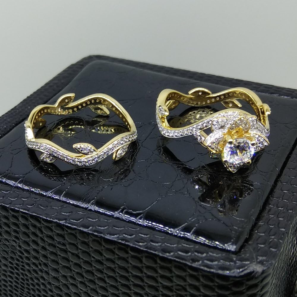 Dazzlingrock Collection 2.25 Cttw 10K Round White Cubic Zirconia Womens Engagement Ring Set, Solid Yellow Gold, Size 10