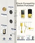 Hornbill Smart Lock for Front Door, Keyless Entry Door Lock with Handleset, Smart Deadbolt Lock for Home/New House, Auto-Lock, Brushed Gold