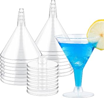 Zezzxu 24 Pack Plastic Martini Glasses 7 Oz Disposable Cocktail Glasses, Tall Mini Martini Glasses Perfect for Fall Halloween Party Birthday Wedding and All Events
