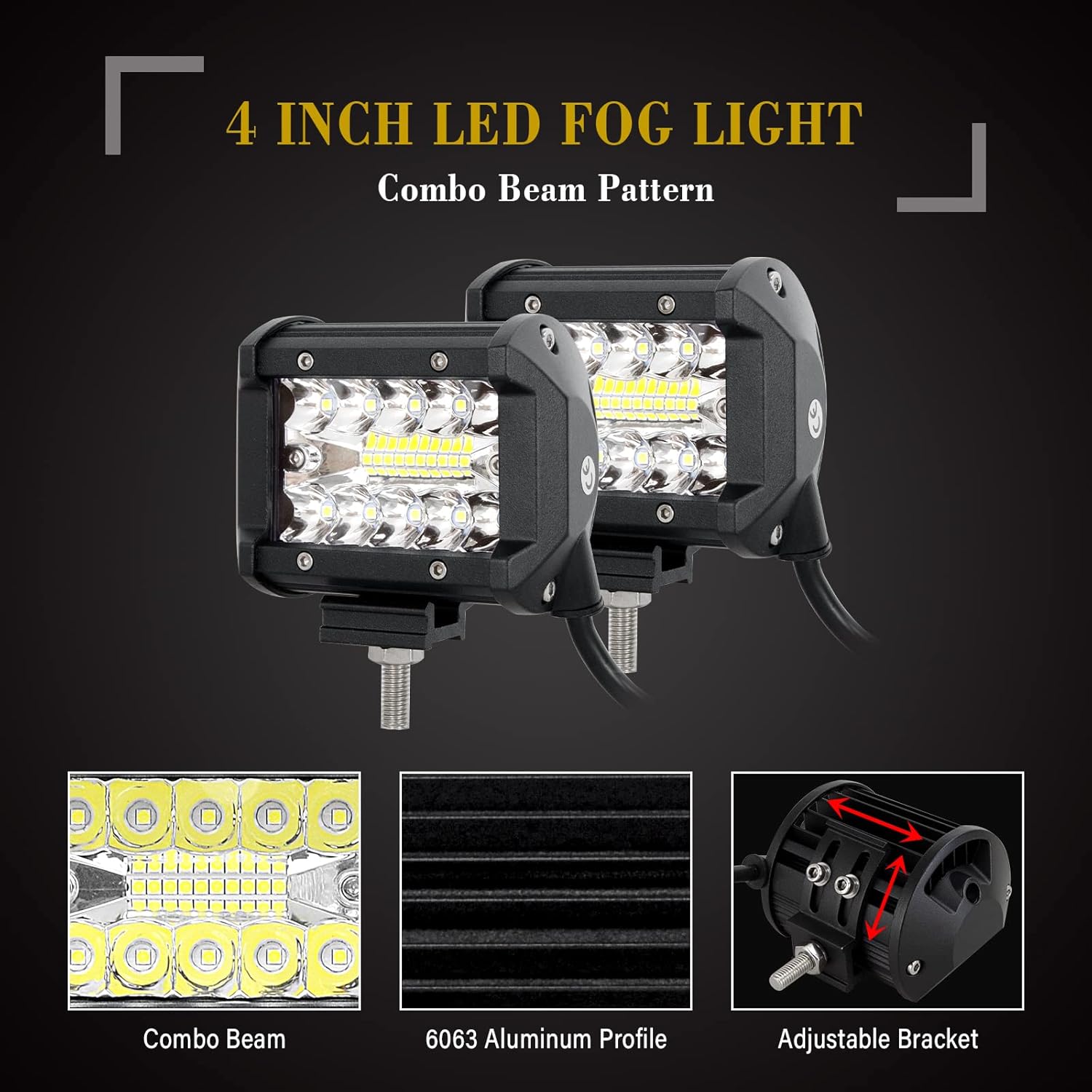 SKYWORLD LED Light Bar, 20 inch 420W Spot Flood Combo Off Road Work Lights Driving Lamp + 2 x 60W 4 inch LED Pods Fog Lights with Wiring Harness Kit for Truck Tractor 4x4 4WD Car ATV UTV SUV 12V 24V