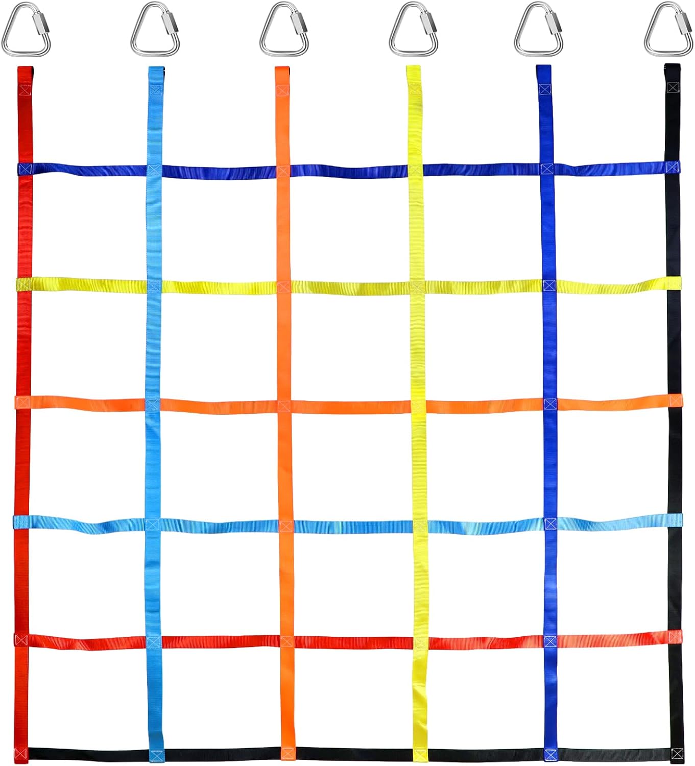 TOPNEW Climbing Net for Kids Outdoor, Ninja Cargo Net Rope Ladder Net for Ninja Slackline, Jungle Gyms, Swing Set, Playground Netting, Multi-Color