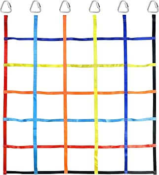 TOPNEW Climbing Net for Kids Outdoor، Ninja Cargo Net Rope Ladder Net for Ninja Slackline، Jungle Gyms، Swing Set، Playground Netting، Multi-Color