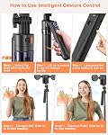 Yeaki 71” Auto Face Tracking Tripod for iPhone with Light,360° Rotating Phone Stand with Rechargeable Remote Control for TikTok Vlog Video Recording, Phone Tripod for Android Camera/GoPro/Ring Light