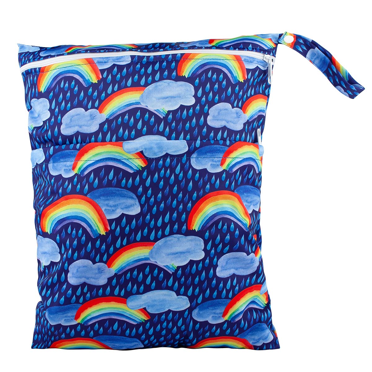 Sigzagor Medium Wet Dry Bag Baby Cloth Diaper Nappy Insert Bag Reusable Washable With Two Zippered Pockets (Pink Owl)