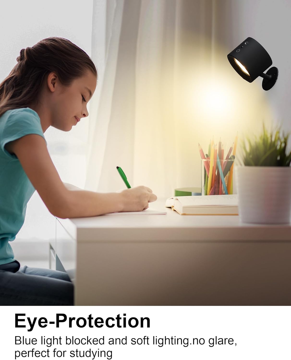 VIHOSE 4 Pcs Wall Lights LED Rechargeable Wall Sconces with 3 Color Temperatures Brightness Dimmable Touch 360° Rotate Magnetic Ball Wall Mounted Reading Lamp for Living Room Bedside (Black)