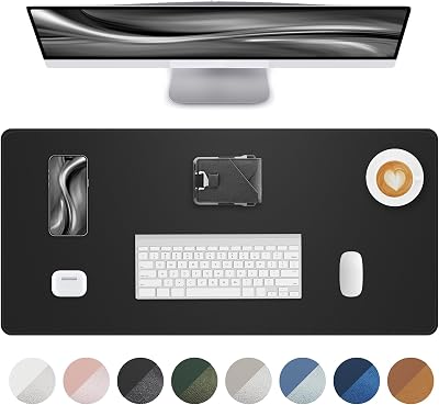 Non-Slip Desk Pad,Desk mat,Large Mouse Pad, Office Desk mat, Waterproof PU Leather Desk Blotter Mat, Desk Cover Mat,Desk Organizer and Accessories for Men(Black, 23.6" x 13.7")
