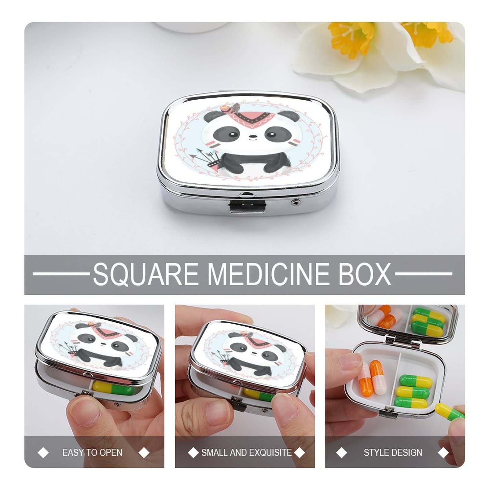 Caja De Pastillas Caja De Almacenamiento Panda De Dibujos Animados De Pastillas Diarias Caja De Almacenamiento De Vitaminas Portátil Caja De Pastillas De Viaje