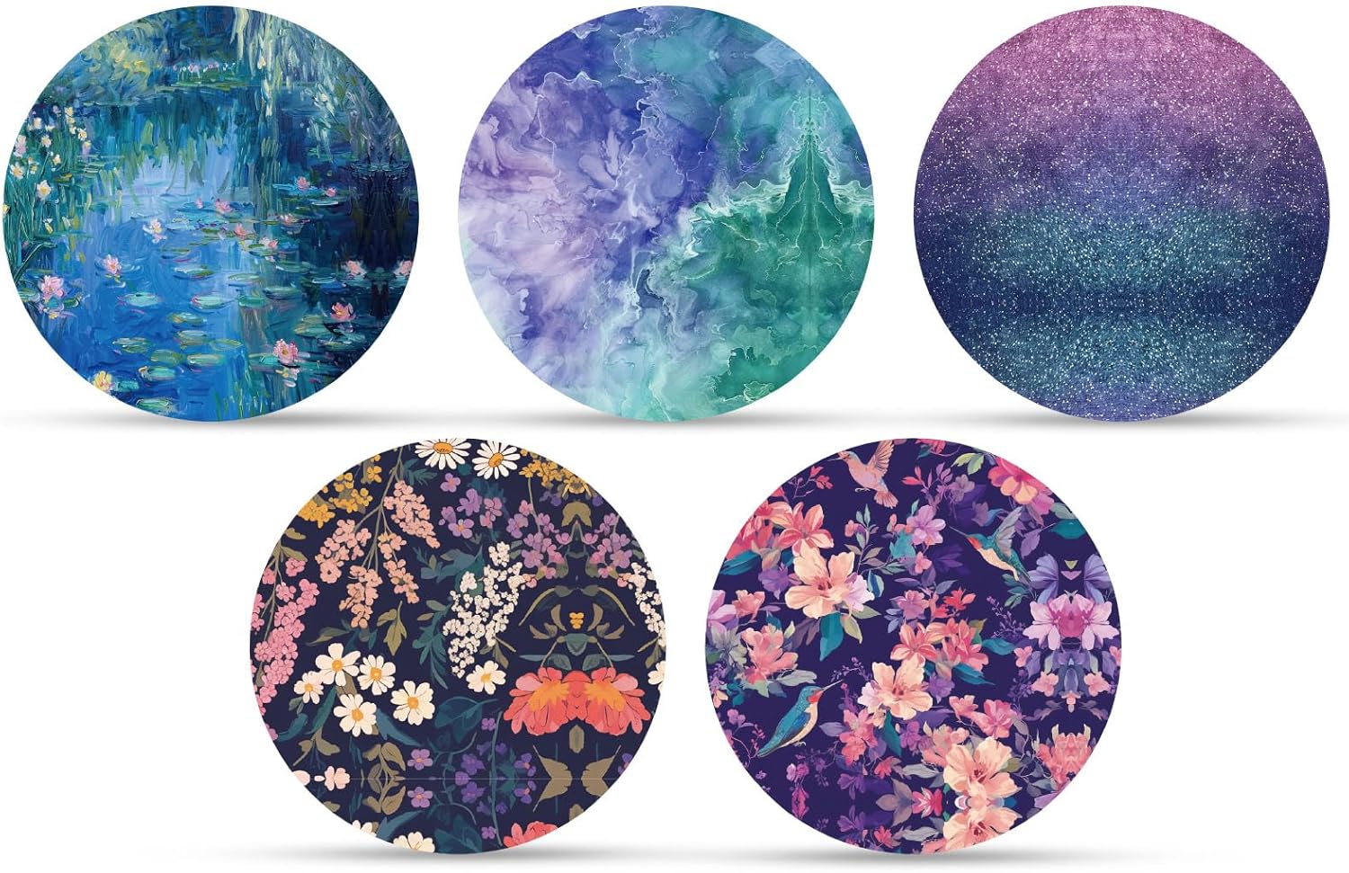 XIHIRCD 10pcs Sensor Covers Patches for Libre 2 or 3, Waterproof & Sweatproof CGM Overpatch Water Lily Design Breathable Monitor Adhesive Patches Stickers (5 Styles)