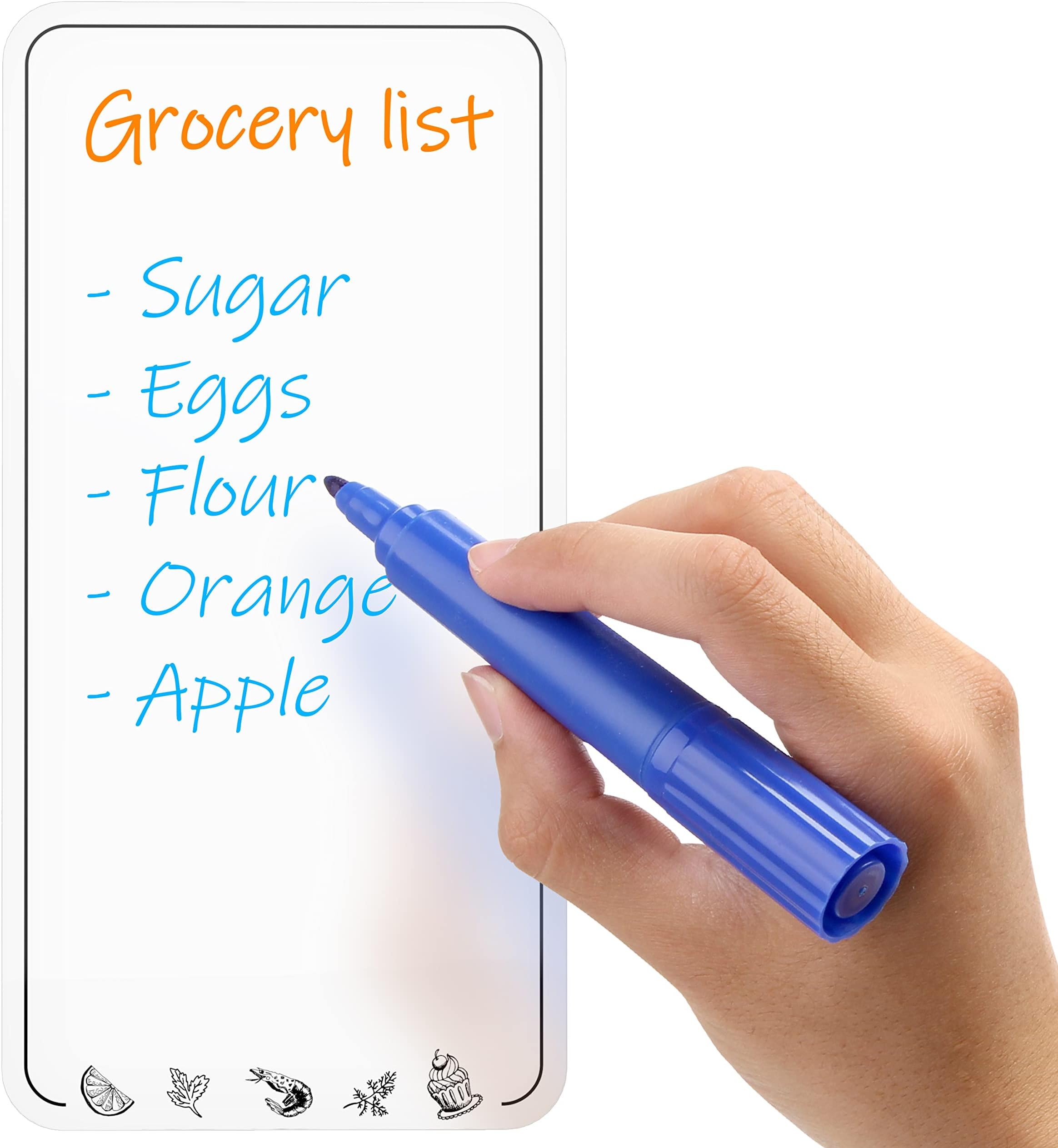 Dry Erase Grocery List for Fridge - 4.5 x 8.5 in White Dry Erase Shopping List for Fridge - Magnetic Grocery List Whiteboard Fridge Notepad - Erasable Grocery List Magnet Board for Refrigerator