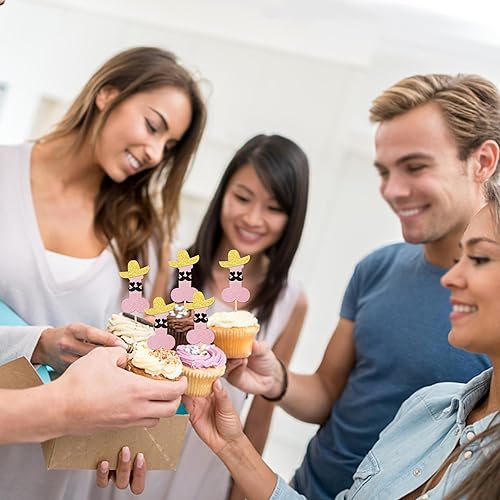 Miniatura 7 de ZHUOWEISM 24 adornos para cupcakes con sombrero, barba, brillantina, para cupcakes, para despedida de soltera, decoraciones divertidas para tartas,