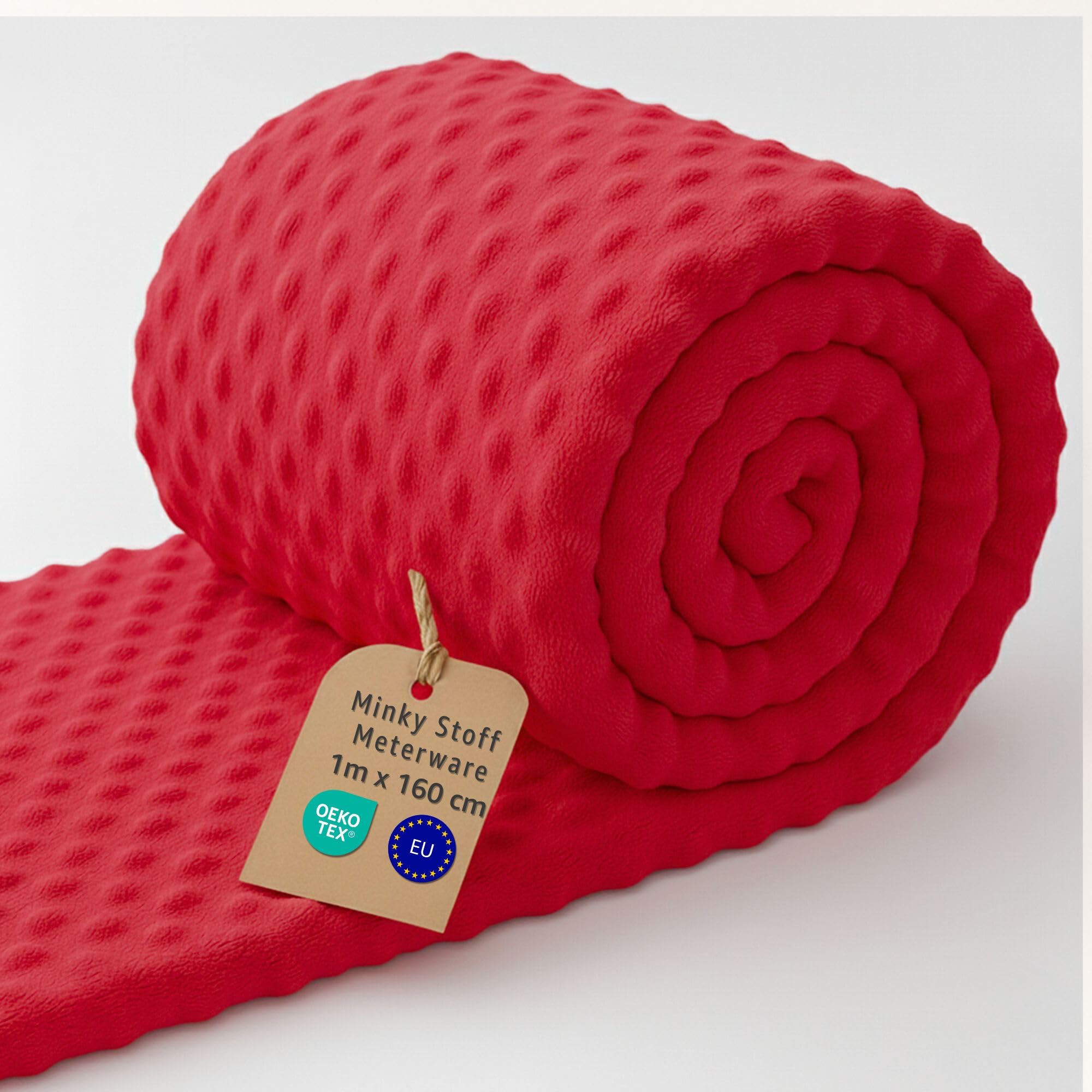 Plush Fabric by the metre 1 M - Soft Plush Fabric for Sewing Crafts Decoration Perfect for Clothing Blankets Cushions Accessories and DIY Couture Projects Oeko-Tex Red