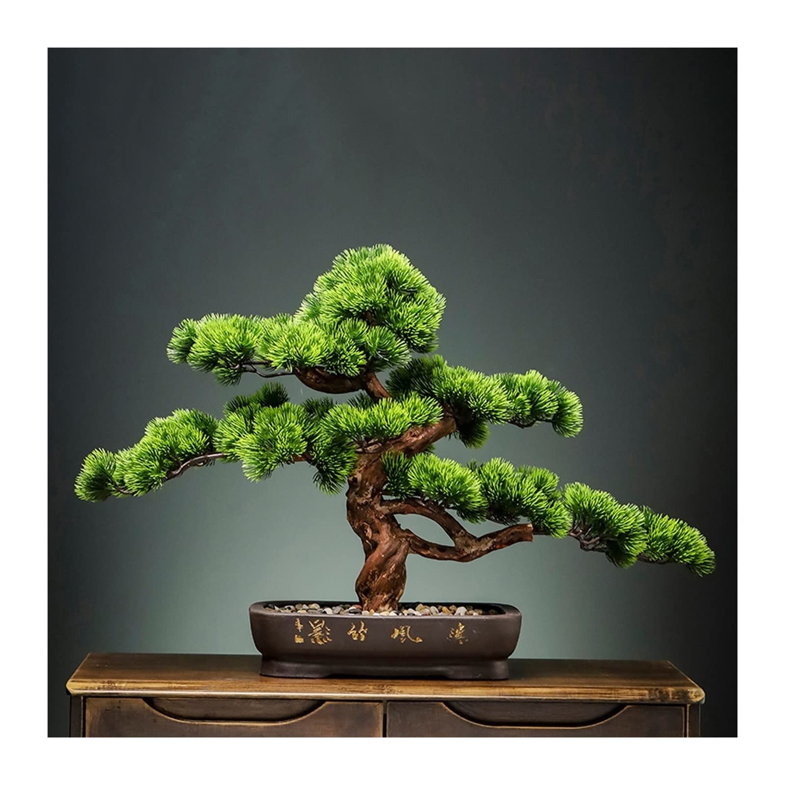 GTHTUHFD Artificial Bonsai Tree Chinese-Style Simulation Welcome Pine Bonsai Porch Cypress Pine Tree Ornaments,B