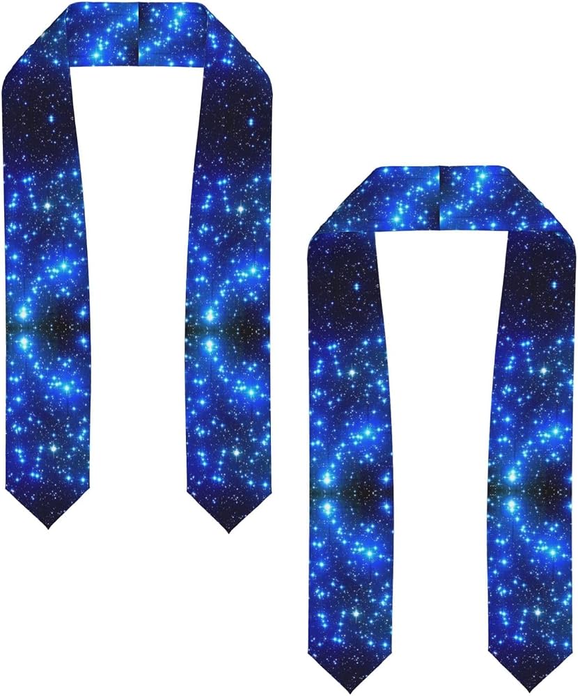 MyPiky Blue Shining Stars Print Graduation Stole,Graduation Sash