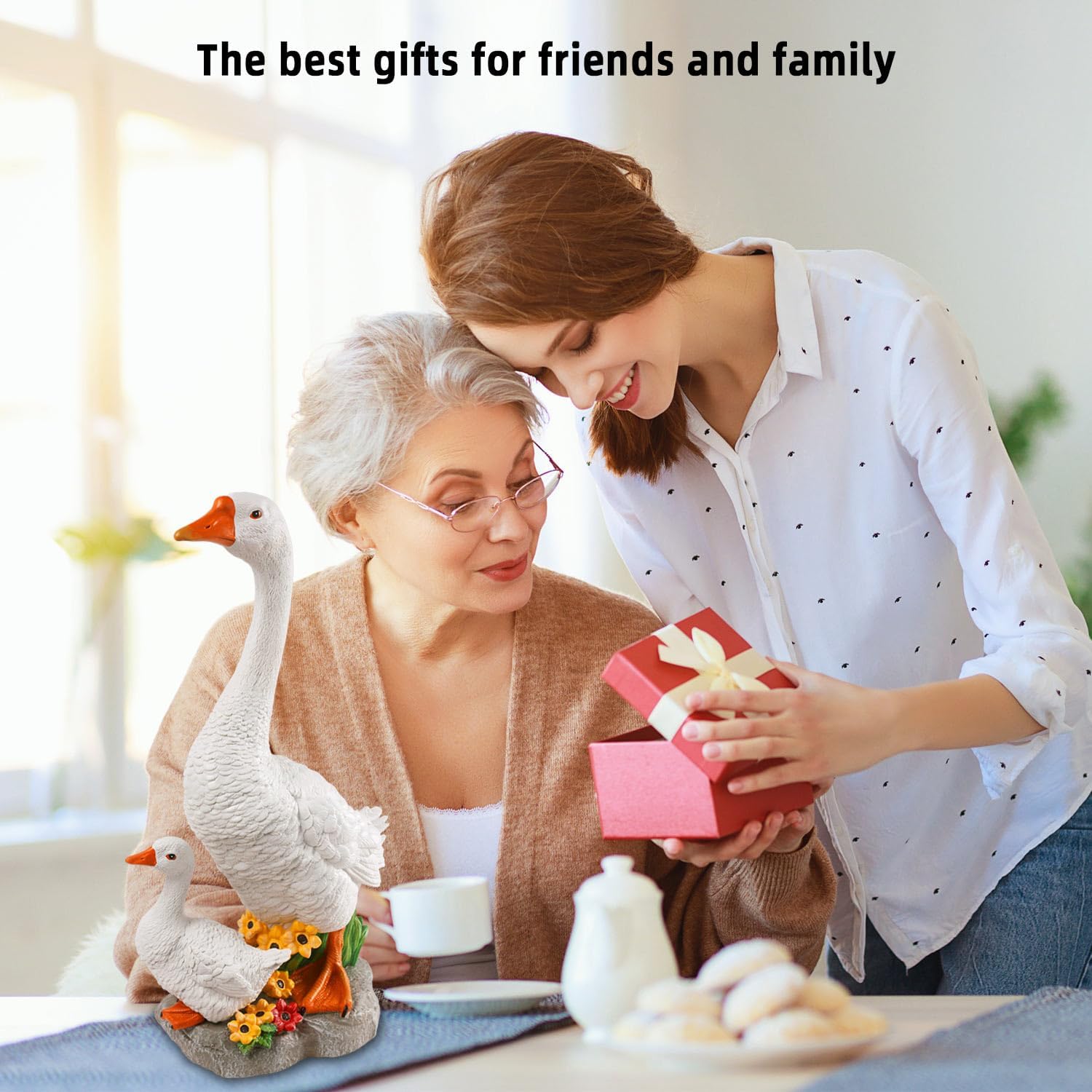 Porch Goose Garden Statue 2 Pack, Mom and Baby Goose Garden Decor, 20 Inches High Goose Statue, Big Resin Yard Decor, Outdoor Geese Figurine for Patio,Porch,Yard,Lawn Ornament, Gifts for Mom - Image 9