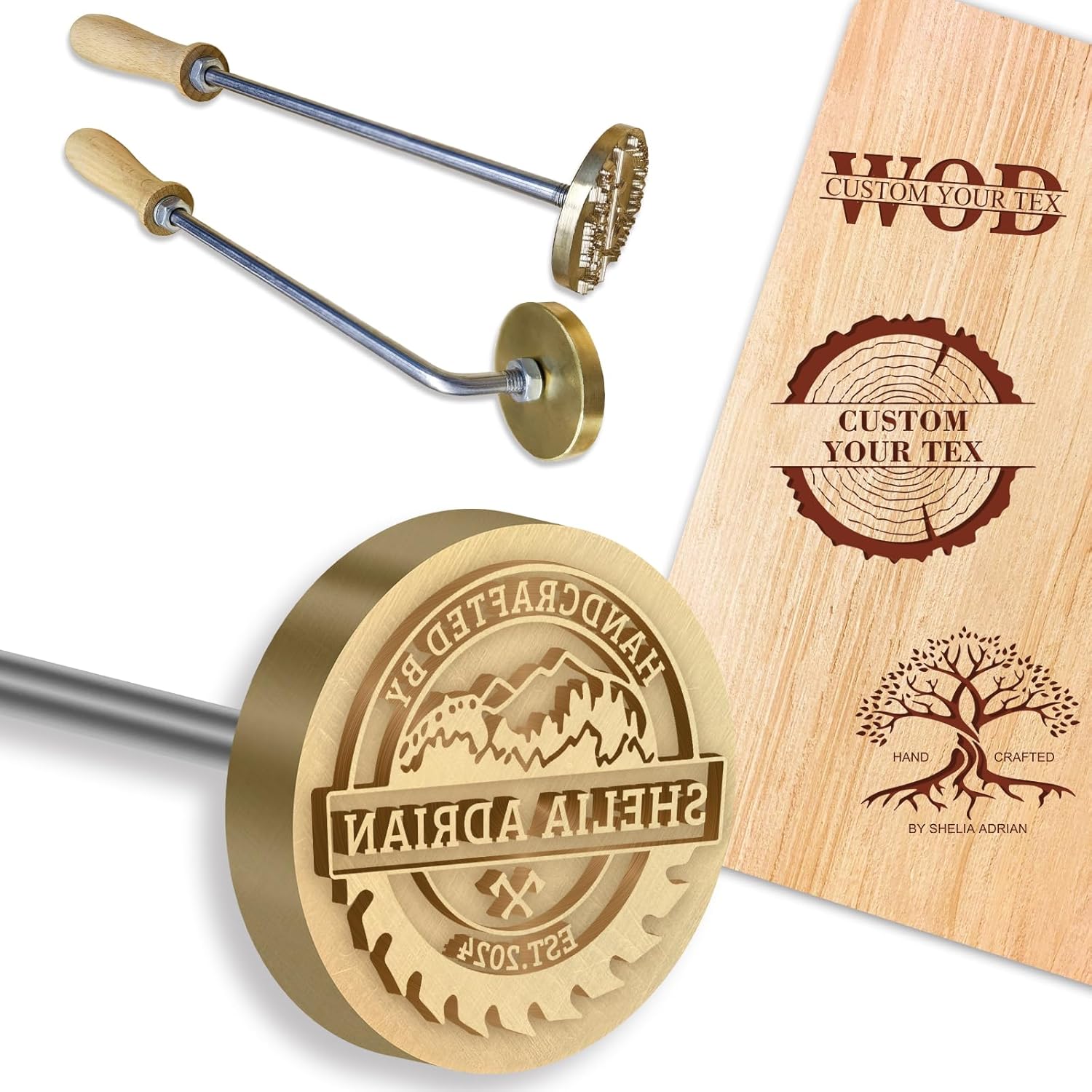 Custom Branding Iron for Wood, Personalized Wood Burning Stamp with Logo for Leather Steak Meat, Heat Stamps Gifts for Handcrafted Designer Wedding Party