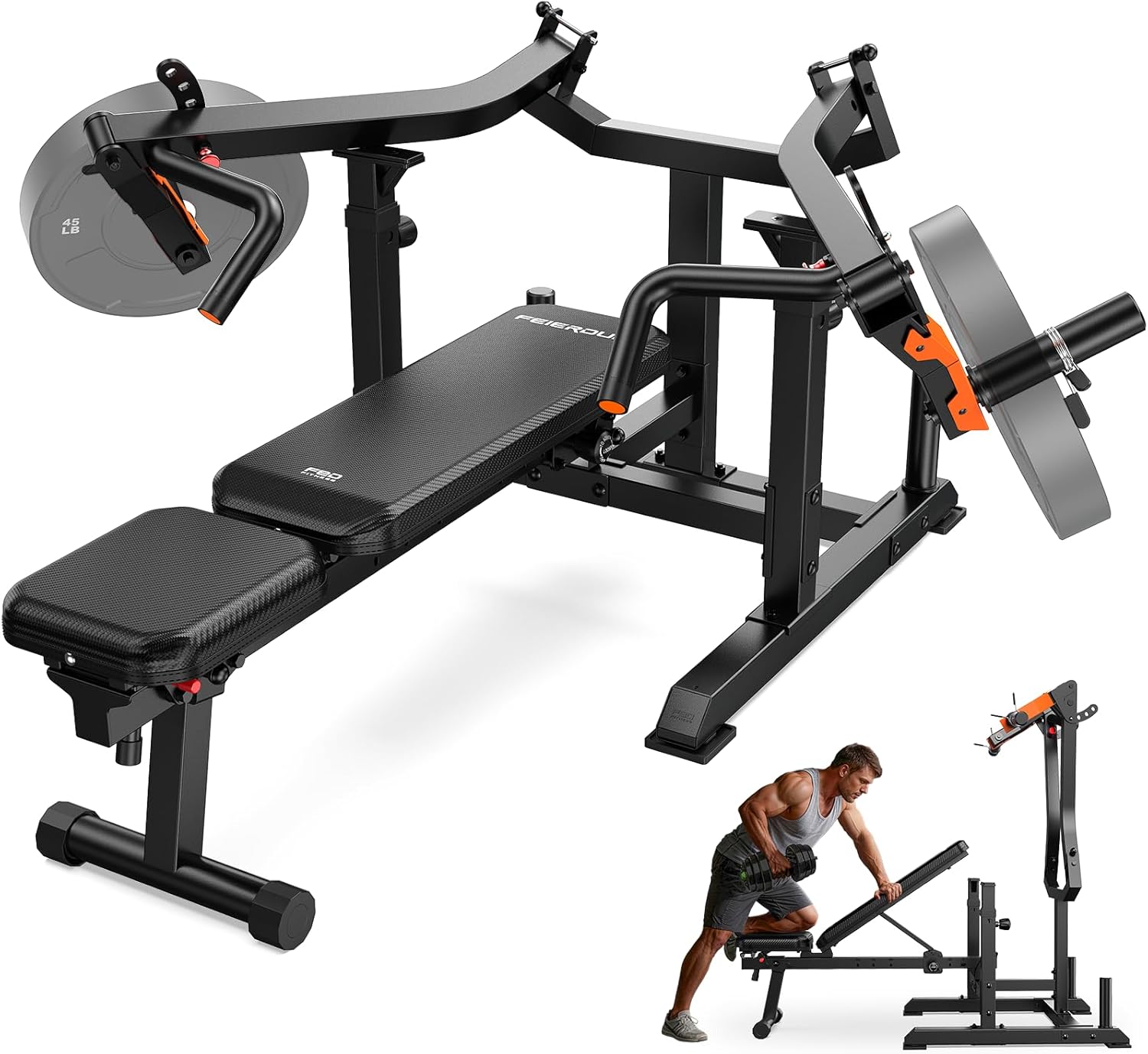 Chest Press Bench with Independent Arms, 1250LB Capacity Adjustable Strength Machine