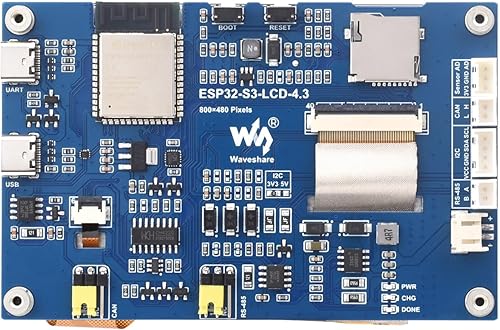 Miniatura 7 de waveshare Pantalla táctil capacitiva de 4.3 pulgadas basada en placa de desarrollo de microcontrolador ESP32-S3 con WiFi de 2.4 GHz y soporte BLE 5,