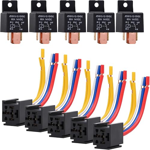 Ehdis 5 Pack Changeover Relay 12V 80 APM 5 Pin, with Sock…