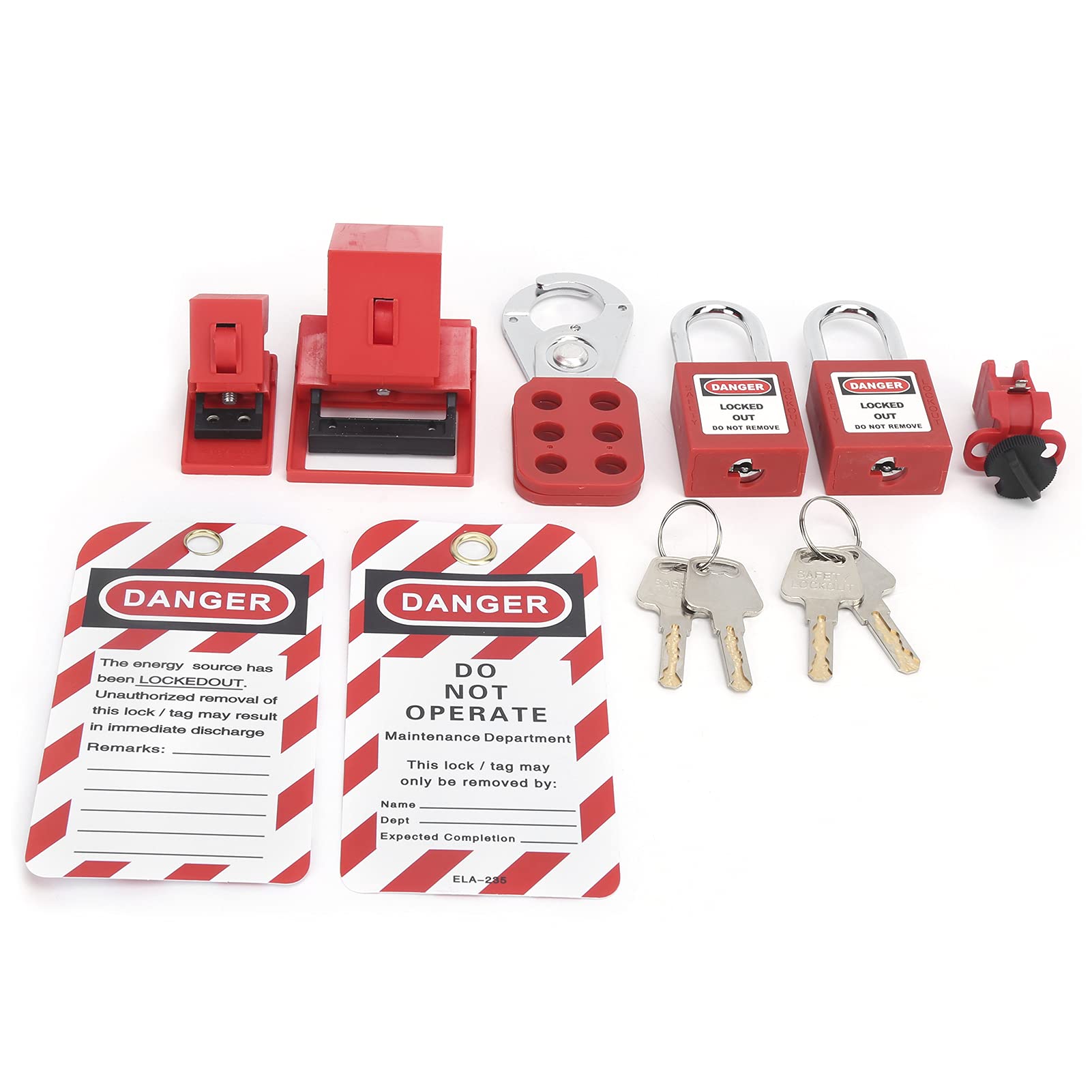Kit de Bloqueo y etiquetado, Kit de Bloqueo eléctrico y etiquetado con Bolsa de Bolsillo Juego de candados de Seguridad Bloqueo del disyuntor para Estaciones de Bloqueo y etiquetado