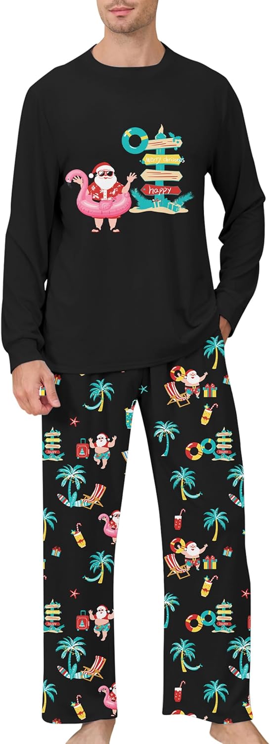 ALISISTER Mens Christmas Pajamas Set Long Sleeve Pjs Shirt and Pants 2 Piece Xmas Sleepwear