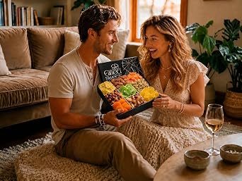 Dried Fruit & Nuts Gift Basket - 9 Variety Assortment Mix - Gourmet Dried Fruit and Nuts Snack Box, In An Elegant Gift Box for Birthday, Anniversary, Sympathy, for Men and Women