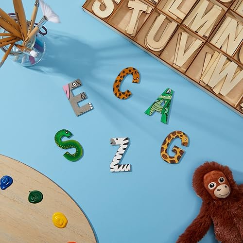 Miniatura 2 de Letras del alfabeto de madera de 2 pulgadas para artes y manualidades, 4 juegos de ABC mayúsculas con bandeja de clasificación, letras de letrero