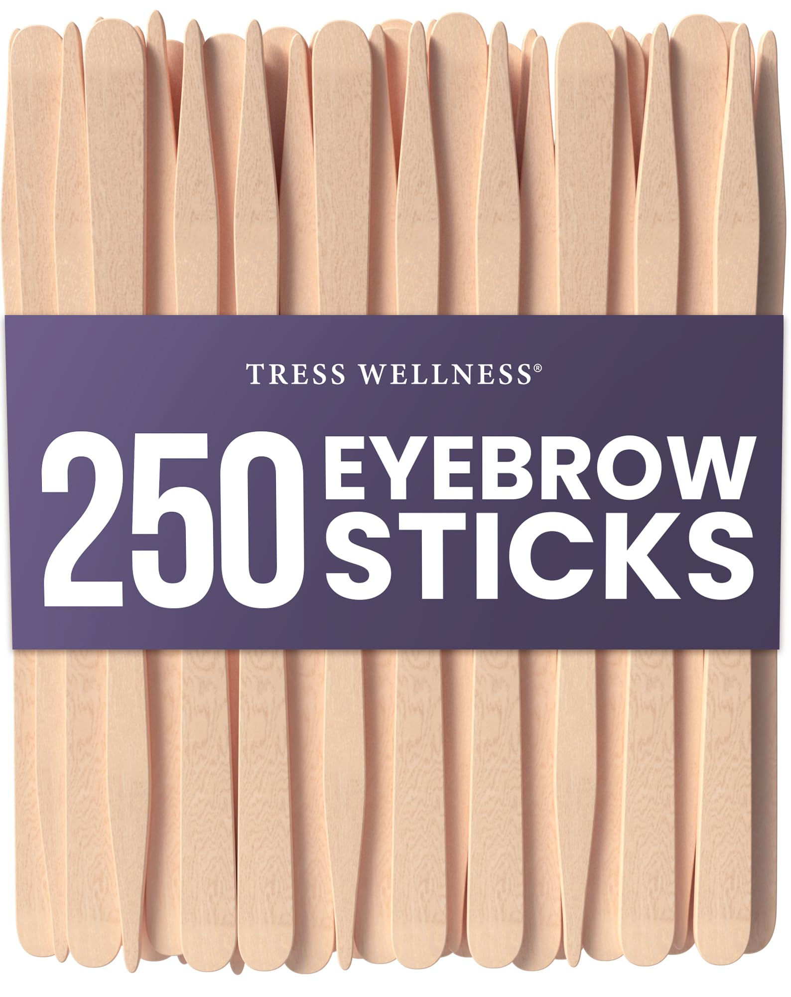 Tress Wellness Waxing Sticks for Hair Removal, Premium Splinter-Free Wooden Sticks for Waxing, Applicator Sticks for Face Waxing, 250 Eyebrow Waxing Sticks