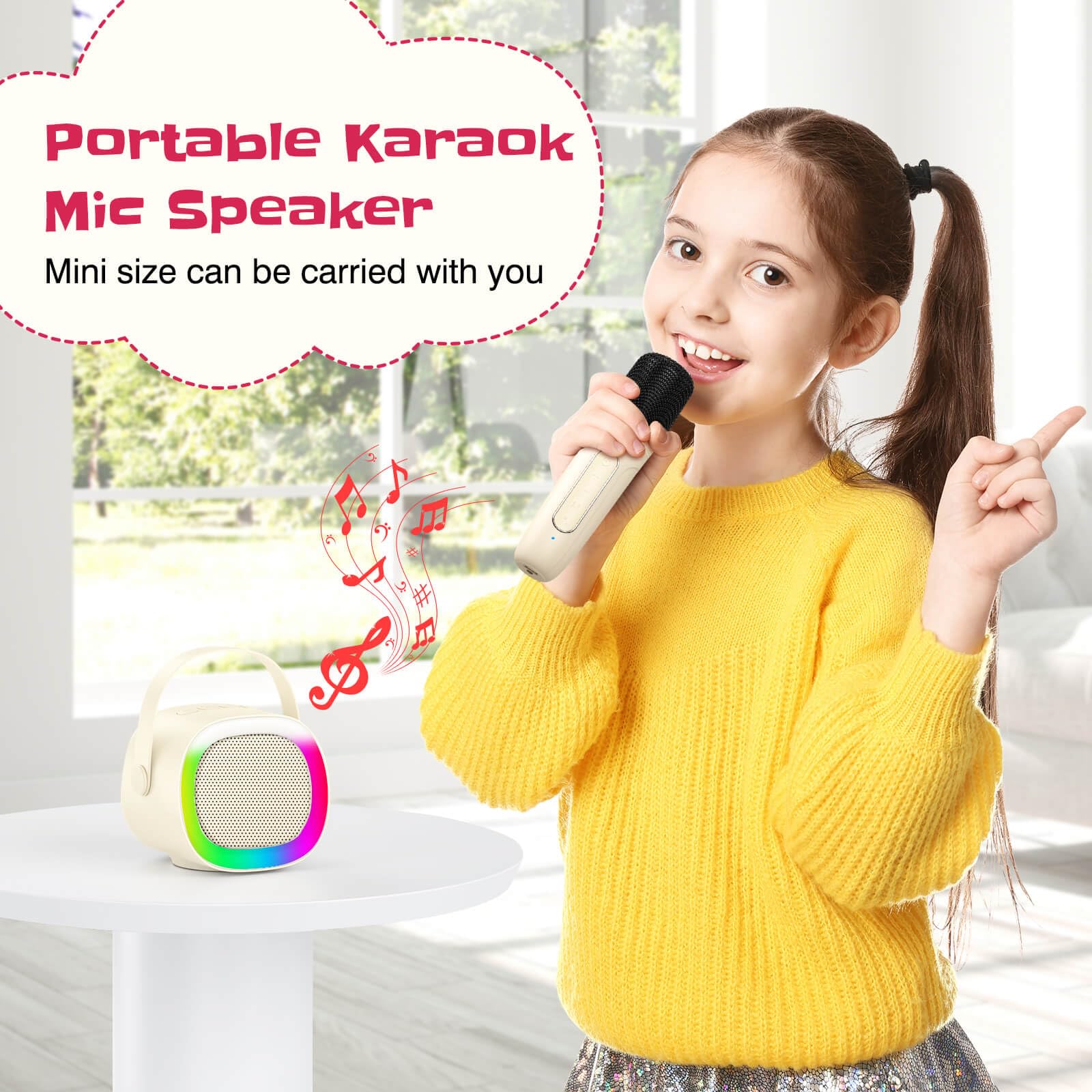 LENRUE Karaoke-Maschine Für Kinder – Mit 2 Mikrofonen, Bluetooth, Stimmeneffekten & Buntem Licht – Perfekt Für Partys