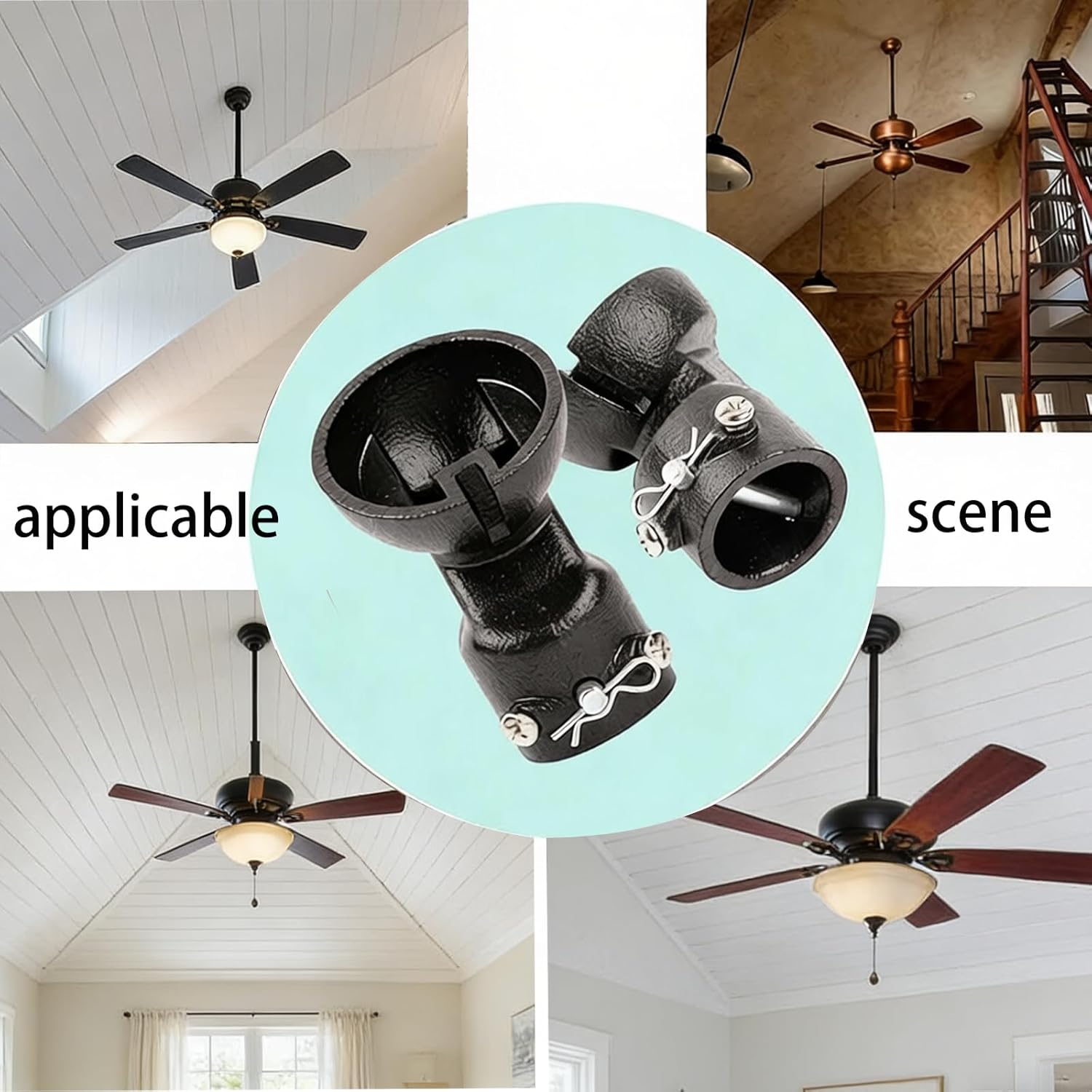 Ceilings Fan Mount Adapter Sloped Ceiling Adapter for Ceilings up to 45 Degrees Cast Aluminum Vaulted Ceilings Fan Mount Adapter Compatible with 1 inch O D Downrods in Black